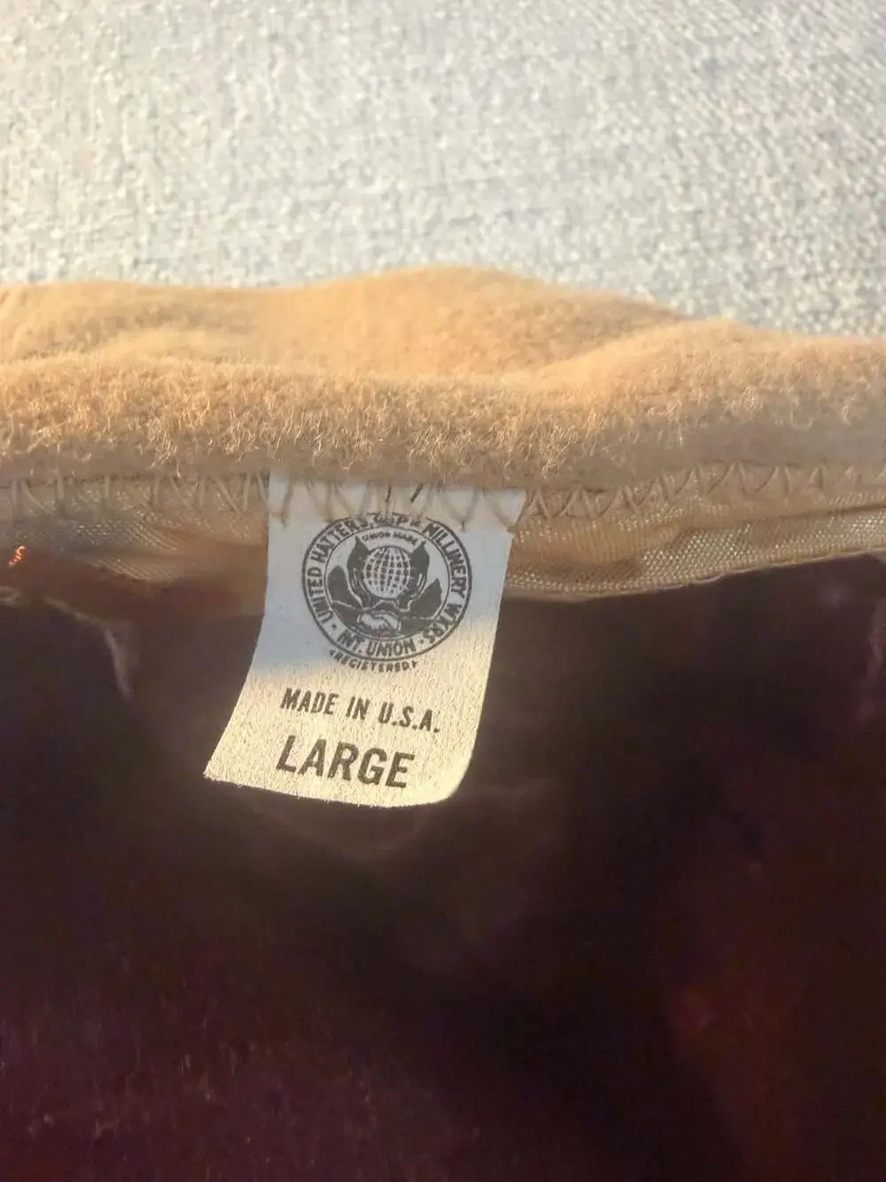 Vintage Union Made Tan Wool 8-Panel Newsboy Cap